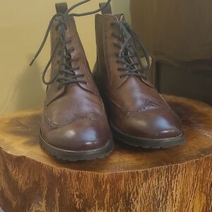 Aldo Dark Brown Leather Lace-Up Boots..Never Worn...Size 10.5